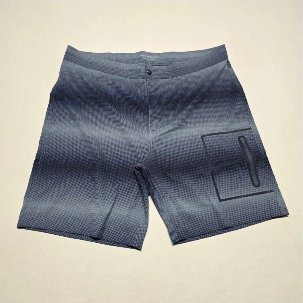 Mack Weldon Mens Board Shorts Gray Micro Dot Stretch Swim Trunks Size 37/38